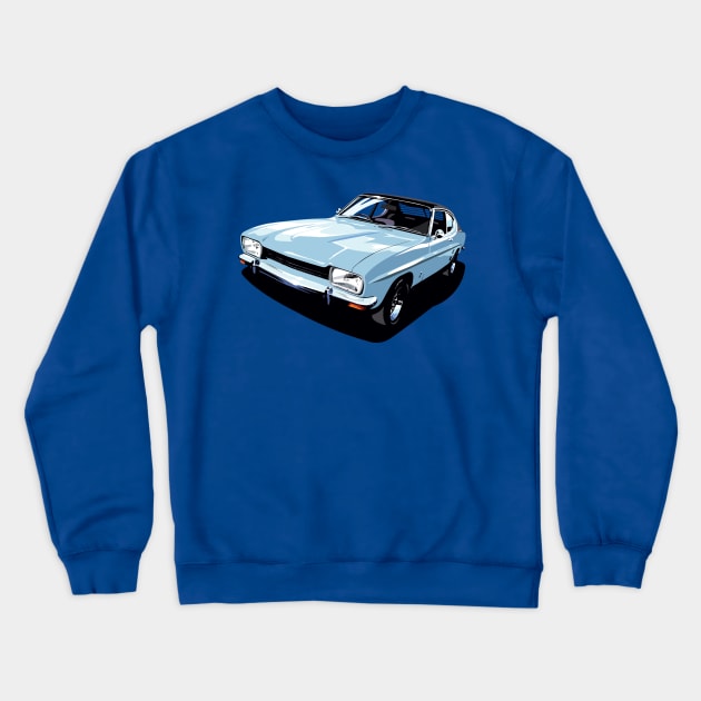 British Ford Capri in blue Crewneck Sweatshirt by candcretro